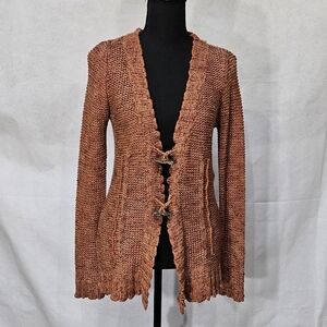 BCBG Rust Colored Lose Knit Button Cardigan 70% Acrylic 30% Nylon Size M